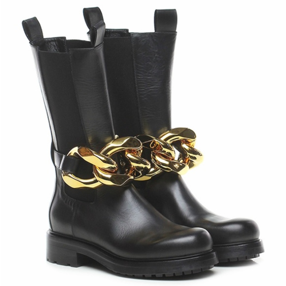 ELENA IACHI•black Italian leather designer 
Chunky Chelsea boots 40/9 NWOT